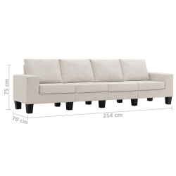 4-osobowa sofa, kremowa, tapicerowana tkaniną
