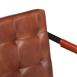 Sofa 2-osobowa, brązowa, naturalna skóra kozia