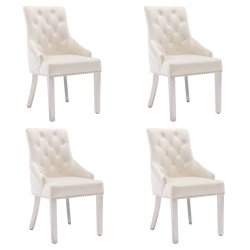 Krzesła stołowe, 4 szt., kremowe, obite aksamitem