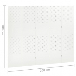 Parawany 5-panelowe, 2 szt., białe, 200x180 cm, stalowe