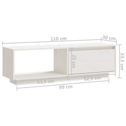 Szafka pod telewizor, biała, 110x30x33,5 cm, drewno sosnowe