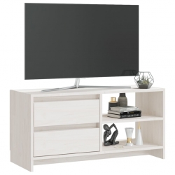 Szafka pod TV, biała, 80x31x39 cm, drewno sosnowe