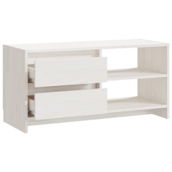 Szafka pod TV, biała, 80x31x39 cm, drewno sosnowe