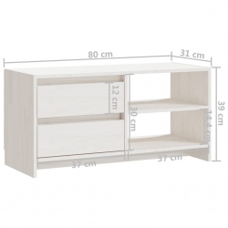 Szafka pod TV, biała, 80x31x39 cm, drewno sosnowe