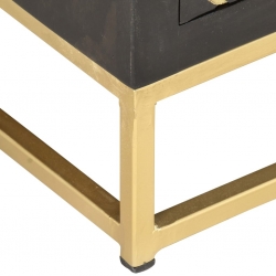 Szafka pod TV, czarno-złota, 120x30x40 cm, lite drewno mango