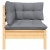 2-osobowa sofa ogrodowa z szarymi poduszkami, drewno sosnowe