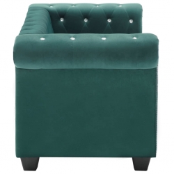 Sofa Chesterfield, 2-os., obita aksamitem, 146x75x72cm, zielona