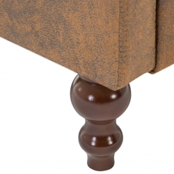 Sofa 2-osobowa Chesterfield, materiał zamszopodobny, brąz