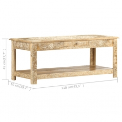 Stolik kawowy 110x50x45 cm, lite drewno mango, ręcznie malowane