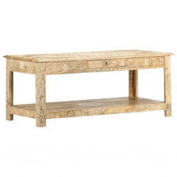 Stolik kawowy 110x50x45 cm, lite drewno mango, ręcznie malowane