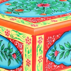Ręcznie malowana konsola, 80x35x75 cm, lite drewno mango