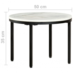 Stolik kawowy, biało-czarny, Ø50 cm, prawdziwy marmur