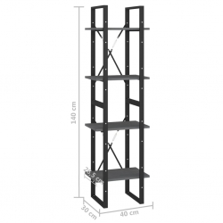 4-poziomowy regał na książki, szary, 40x30x140 cm, sosnowy