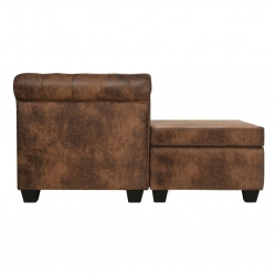 Sofa narożna w stylu Chesterfield, sztuczny zamsz, brązowa