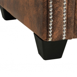 Sofa narożna w stylu Chesterfield, sztuczny zamsz, brązowa