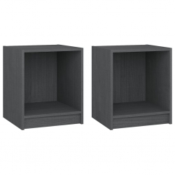Szafki nocne, 2 szt., szare, 35,5x33,5x41,5 cm, drewno sosnowe