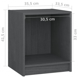 Szafki nocne, 2 szt., szare, 35,5x33,5x41,5 cm, drewno sosnowe