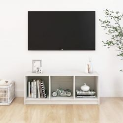 Szafka pod telewizor, biała, 104x33x41 cm, lite drewno sosnowe