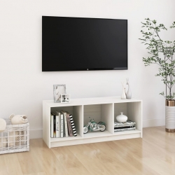 Szafka pod telewizor, biała, 104x33x41 cm, lite drewno sosnowe