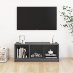 Szafka pod telewizor, szara, 104x33x41 cm, lite drewno sosnowe