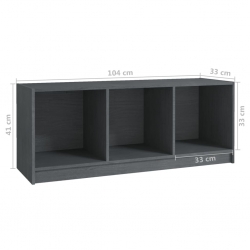 Szafka pod telewizor, szara, 104x33x41 cm, lite drewno sosnowe