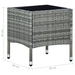 Stolik ogrodowy, szary, 40 x 40 x 45 cm, rattan PE