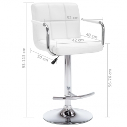Krzesła barowe z podłokietnikami, 2 szt., białe, ekoskóra