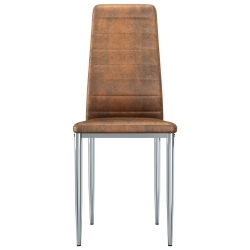 Krzesła stołowe, 2 szt., brązowe, sztuczna skóra zamszowa