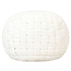 Puf wyplatany, biały, 50x35 cm, bawełna