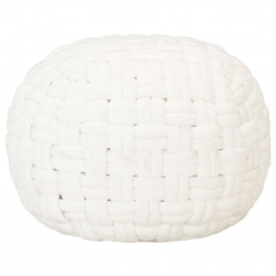 Puf wyplatany, biały, 50x35 cm, bawełna