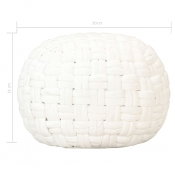Puf wyplatany, biały, 50x35 cm, bawełna