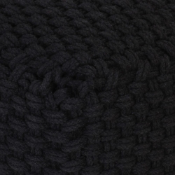 Puf ręcznie dziergany, czarny, 50x50x30 cm, bawełna