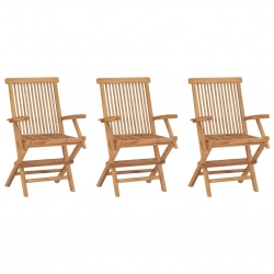 Składane krzesła ogrodowe, 3 szt., lite drewno tekowe