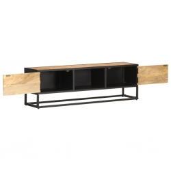 Szafka TV z drzwiczkami, 130x30x40 cm, surowe drewno mango