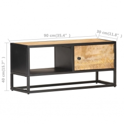 Szafka TV z drzwiczkami, 90x30x40 cm, surowe drewno mango