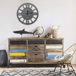 Zegar ścienny, szary, 60 cm, MDF