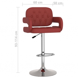 Stołki barowe, 2 szt., winna czerwień, sztuczna skóra