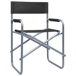 Krzesła reżyserskie, 2 szt., stalowe, czarne