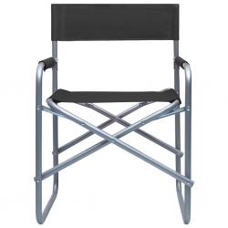 Krzesła reżyserskie, 2 szt., stalowe, czarne