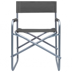 Krzesła reżyserskie, 2 szt., stalowe, szare