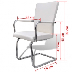 Krzesła stołowe na płozach, 2 szt., białe, sztuczna skóra