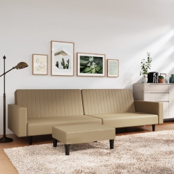 2-osobowa kanapa z podnóżkiem, cappuccino, obita sztuczną skórą