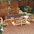 10-cz. zestaw wypoczynkowy do ogrodu, szare poduszki, sosnowy