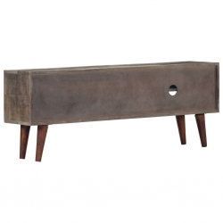Szafka pod TV, szara, 130x30x46 cm, lite surowe drewno mango