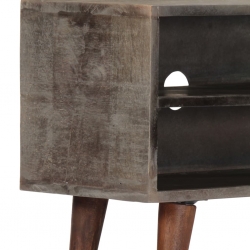 Szafka pod TV, szara, 130x30x46 cm, lite surowe drewno mango