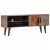 Szafka pod TV, szara, 130x30x46 cm, lite surowe drewno mango