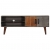 Szafka pod TV, szara, 130x30x46 cm, lite surowe drewno mango