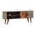 Szafka pod TV, szara, 130x30x46 cm, lite surowe drewno mango