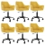 Obrotowe krzesła stołowe, 6 szt., musztardowe, obite aksamitem