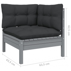 2-osobowa sofa ogrodowa z antracytowymi poduszkami, sosnowa